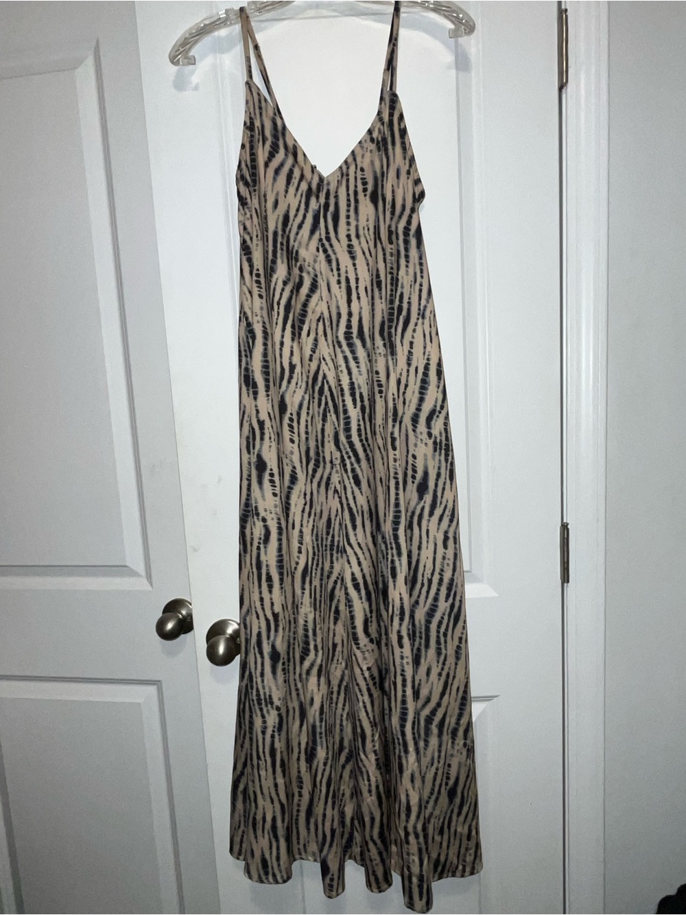 Wishlist Beige and Black/Blue Zebra-Print Maxi Slip Dress